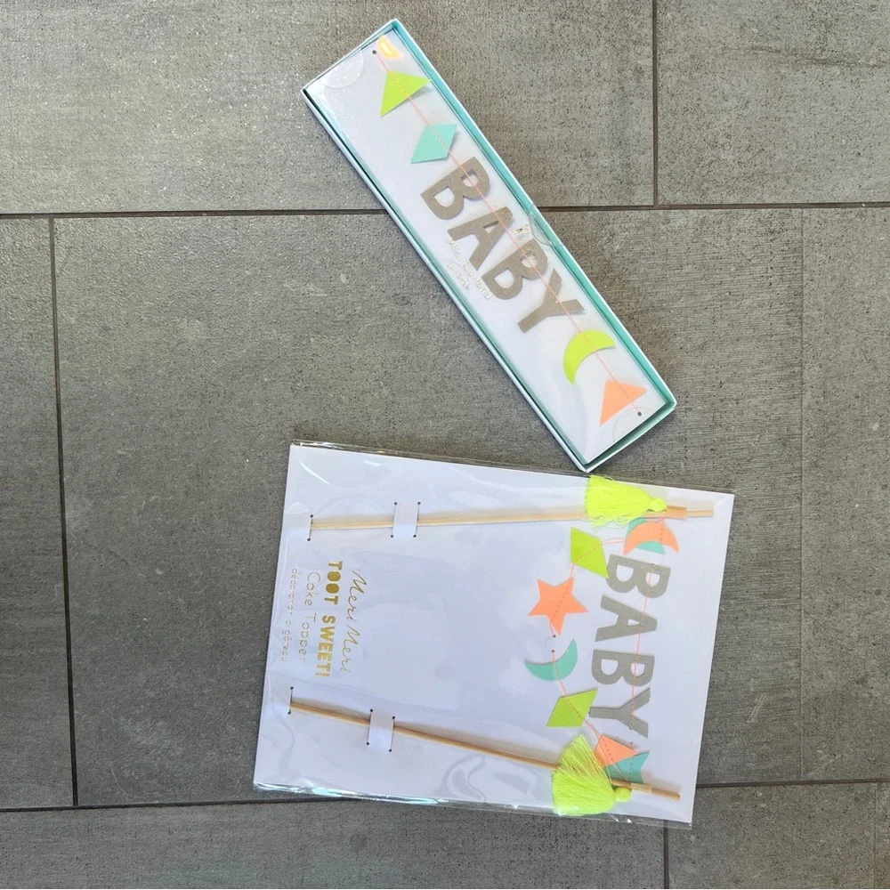 NWT Colorful Baby Banner & Cake Topper Set (3 sets available!)